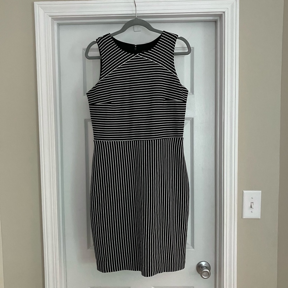 Banana Republic fitted black and white stripe dress size 10